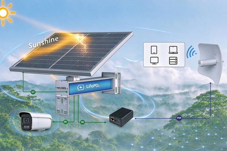 Alimentazione solare esterna per videosorveglianza IP e CPE wireless
