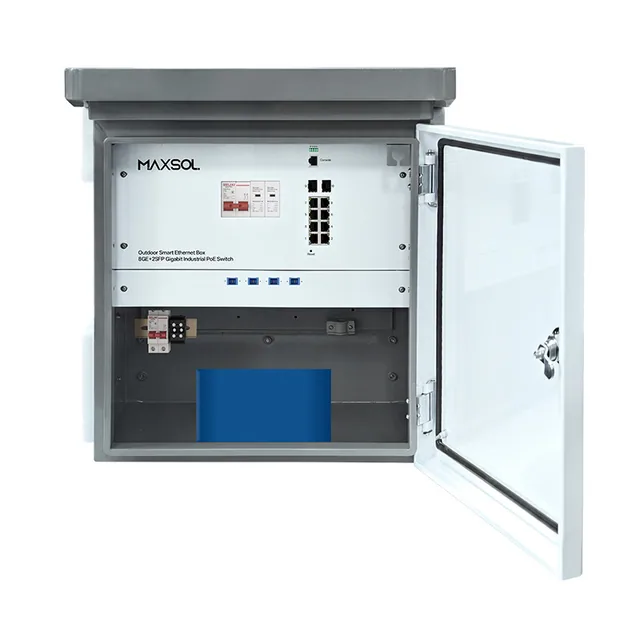 Box industriale da esterno con switch PoE gestito 8GE+2GF e batteria da 288Wh
