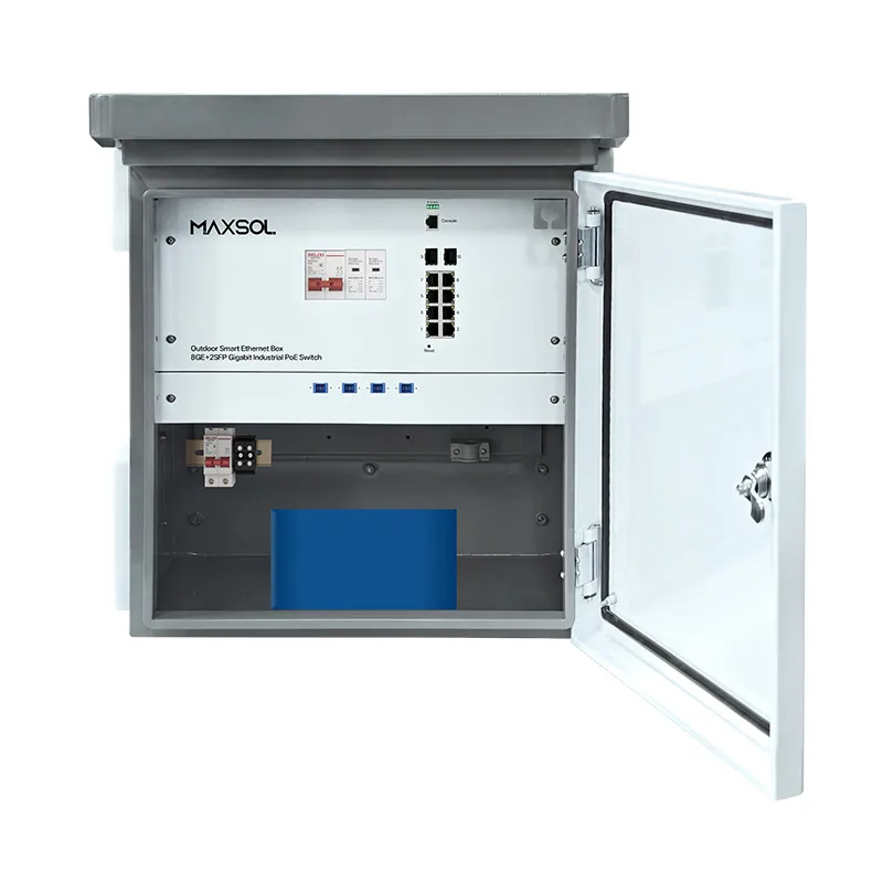 Box industriale da esterno con switch PoE gestito 8GE+2GF e batteria da 288Wh