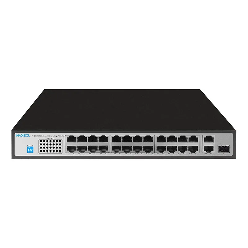 Switch PoE+ Fast Ethernet a 24 porte con uplink Gigabit