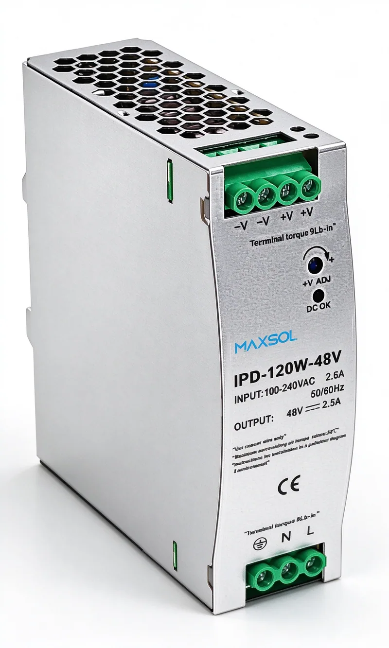 Alimentatore industriale da guida DIN 48V DC 120W