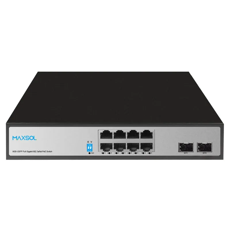Switch PoE+ Gigabit a 8 porte, 2 uplink SFP