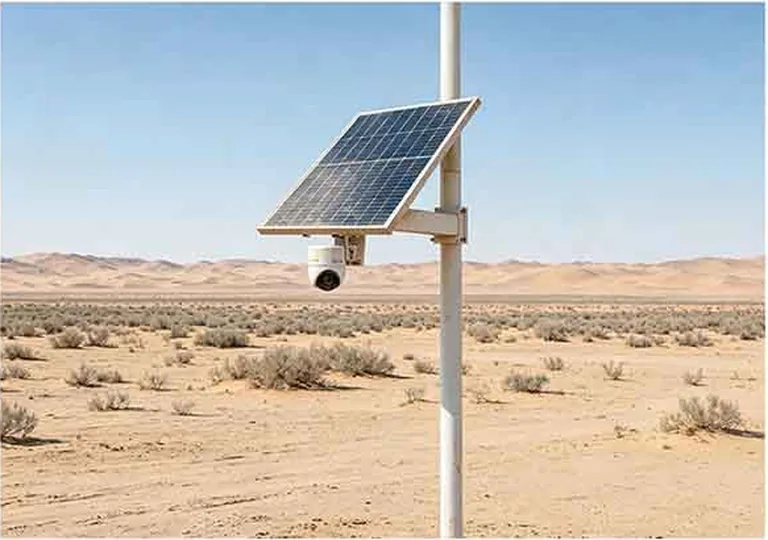 Sistema di videosorveglianza solare installato nel deserto