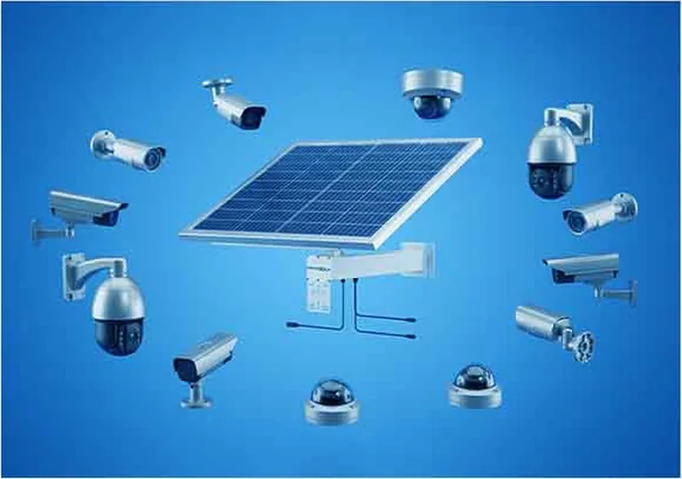 Sistema solare circondato da telecamere da esterno compatibili