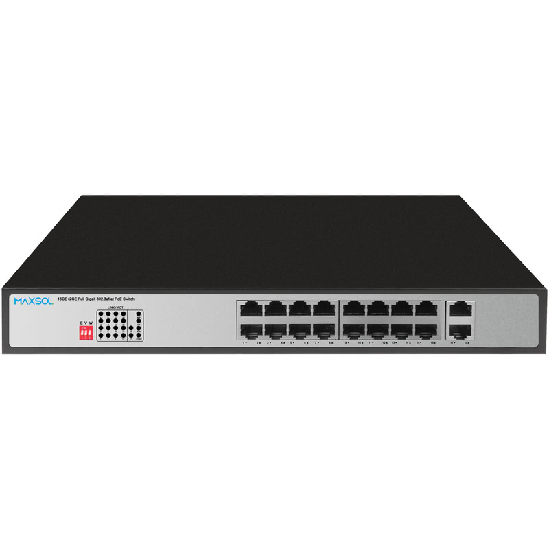 Switch PoE+ Gigabit a 16 porte, 300W, 2 uplink