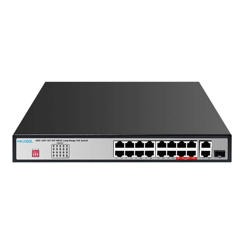 Switch Hi-PoE a 16 porte da 200W con uplink 2GE+SFP