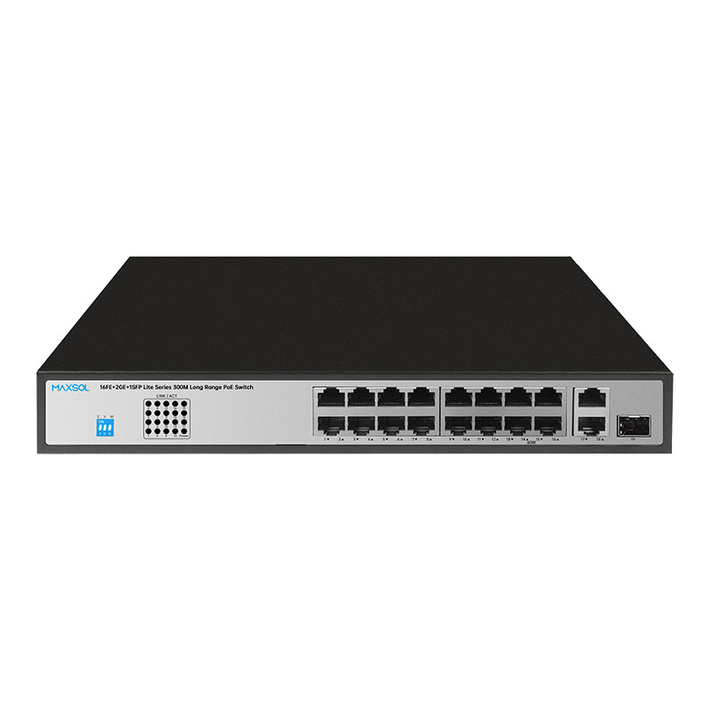Switch PoE serie Lite a lungo raggio 300M da 200W con uplink 16FE+2GE+1GF