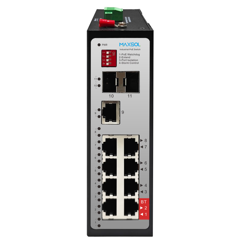 Switch HiPOE industriale a 8 porte 90W BT SFP